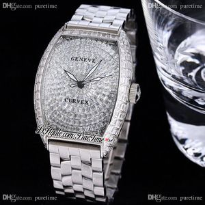 TWF V2 Cintrée CurveX Automatic Mens Watch Paved Baguette Cut Diamants Renning Rostfritt Stål Armband Super Edition Bling Hip Hop Smycken Klockor Puretime F06A1