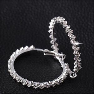 Ohrentropfen Ohrringe Diamanten großhandel-Frauen Modeschmuck Diamant Ohrring Hochzeit Engagement Runde Tropfen Ohrringe Hängen Sterling Silber Big Hoop T2