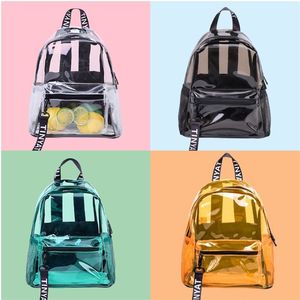 Wholesale transparent bookbag for sale - Group buy Women Transparent PVC Backpack Travel School Bookbag Daypack Rucksack for Teenager Girls F