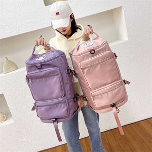Capactiy Многофункциональная большая сумка для путешествий рюкзак на плечо для женщин с независимой обувной карманной школьной школьной школьной сумки 202211