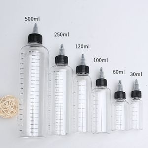 1 pz 30 ml/60 ml/100 ml/120 ml/250 ml bottiglie di Plastica PET E succo di Liquido Capacità Bottiglie Contagocce Twist Tappo Superiore Del Tatuaggio contenitori di inchiostro pigmentato