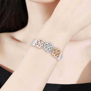 1 Stück Triple Paw Armband Damen Edelstahl Handkette Verstellbarer Schmuck Geschenk Mode Armband Schmuck für Mädchen Q0717