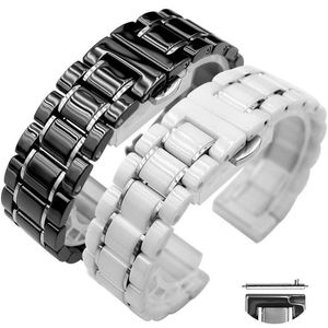 14 15 16 17 18 19 20 21 22 23 24 mm Luxus Universal Keramikband Weiß Schwarz Roségold Herren Damen Uhrenarmband Armband Gürtel H0915