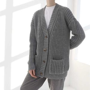 Spring Autumn winter Casual Knit coat wool long cardigan Thick Warm Jacket 211103