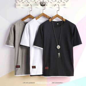 Ny sommar män t-shirt mode patchwork kortärmad t-shirt herrkläder trend smal passform casual o neck top tees män m-5xl g1222