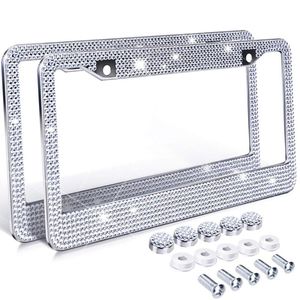 License Plate Frames Bling Crystal Frame Women Luxury Handcrafted Rhinestone Car With Ignition Button Fits USA And Canad249B