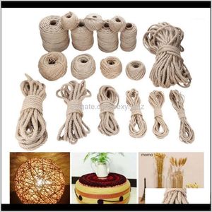 Fios Natural Jute Corda Tecido Khaki Tecido Rolos Cordão Torcido Rame Rame Diy Decoração Handmade 1mm12mm Diâmetro 10m200m comprimento1 9UGSX ZTE36