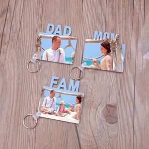 Tom mamma pappa familj mdf nyckelringar nyckelringar sublimering värmeöverföring foto trä diy keychain nyckelringar smycken gör