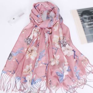 Printe Floral Tassels Hijab Scarf Shawls 무슬림 Hijab 스카프 Viscose 포장 패션 이슬람 헤드 밴드 터 밴 스카프 180 * 65cm