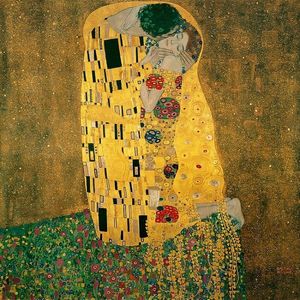 キス、1907年のGustav Klimtの抽象的な油絵の再コンセプトのキャンバス手作りの壁アート工芸品、居酒屋、カフェバー、自宅の装飾