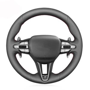 Coprivolante Copriauto antiscivolo cucito a mano in pelle artificiale nera per Veloster I30 N 2021