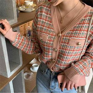 Gestrickte Strickjacken Damen Pullover Kawaii Tweed Herbst Winter Koreanische Retro Strickwaren Kleidung Tops 210520