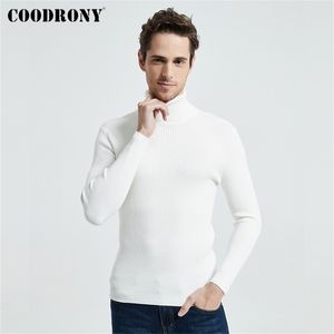 Coodrony Świąteczny sweter Mężczyźni Ubrania Zimowe Grube Ciepłe Casual Knitwear Turtleneck Sweter Classic Pure Color Jumper 8253 210909