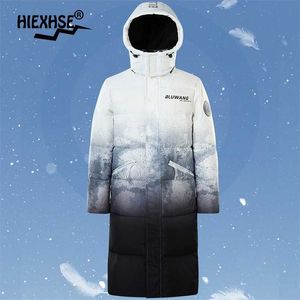 HeExse Marka Zima Men Down Kurtka Pary Styl Płaszcz Mężczyzna Outdoor Zagęścić Ciepły Wiatroszczelny Człowiek 90% White Duck Down Coat 211124