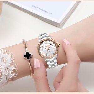 SUNKTA Diamant Weiße Keramik Frauen Uhren Wasserdichte Top Marke Luxus Uhren Frauen Mode Kleid Quarzuhr Relogio Feminino 210517