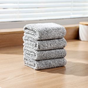Cleaning Cloths Tea Towels for Kitchen Strong Bamboo Charcoal Dishcloth Microfiber Kitchen Towel Thickened Absorbent Non-stick Oil Rags Home Grey Scrub pads