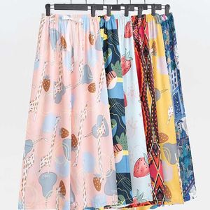 Women's Summer Cotton Large Size Pants Cotton Nine Point Pants Female Cartoon Anti Mosquito Pants Home Wear Trousers P3 235 Q0801