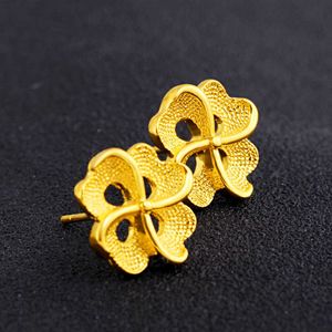 24 K Altın Çiçek Küpe toptan satış-Kadın Hollow Çiçekler K Altın Kaplama Saplama Küpe NJGE111 Moda Düğün Hediyesi Kadınlar Sarı Altın Plaka Takı Küpe