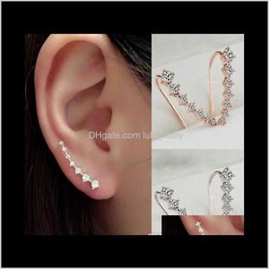 Jewelry Climber Cler Earrings Sterling Sier Gold Crystal Sparkle Rhinestone Ear Stud Pins Drop Delivery Xpiuc