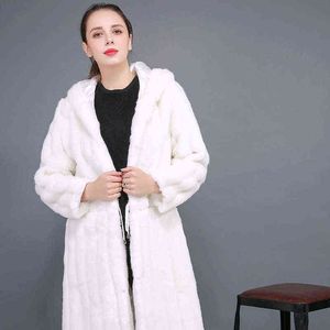 Mode Kvinnor Vit Faux Kanin Fur Coat Varm Fake Long Trench Vinter Kvinna Överrockar Plus Size 3xl 211207