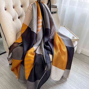 LVITY Märkesdesigner Silk Scarf Female Foulard Bandana Long Shawls Wraps Winter Neck Scarves Pashmina Lady Hijab Luxury 605