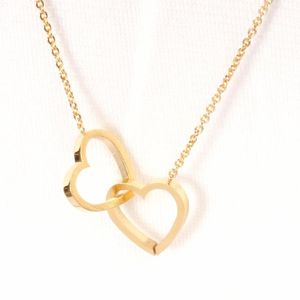 Hängsmycke Halsband Double Heart Pendants För Kvinnor Kärlek Smycken Gåvor Rostfritt Stål Länk Kedja Bijoux Femme Collier Choker