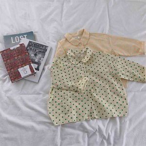 Korean style boys and girls pure cotton soft dot shirts 1-6 years kids cute loose casual Tops clothes 210708