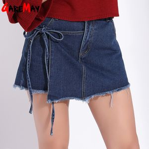 プラスサイズのスカートショーツ女性夏のデニムの高いウエストジーンズの綿の女性の女性Femme 210428