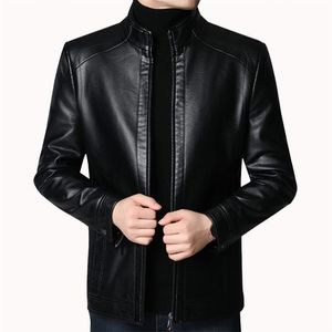 Roupas de marca Motocicleta Casaco de Couro Homens Homens Casual Moda Fashion Collar PU Jaqueta de Couro Sólido Casaco de Couro Homens 211008