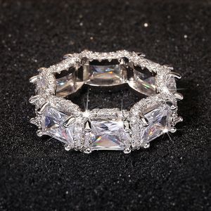 Eternidad Female Promise Ring 5A Zircon 925 Sterling Silver Compromiso Anillos de banda de boda para mujeres Joyas de piedras preciosas nupciales