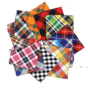 Husdjur dog bandana liten stor hund bibs halsduk tvättbar mysig bomull plaid utskrift valp kerchief bow tie husdjur grooming tillbehör dap178