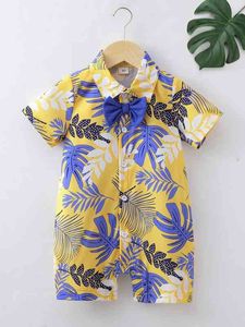 Baby Tropical Print Button Up Romper SHE