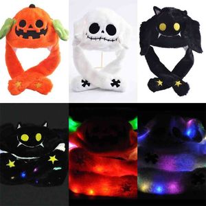 LED LIGHT UPP BUNNY EAR MOVING PLUSH HAT Kids Halloween Pumpkin Ghost Rabbit Caps Night Party Gift Costumes Children Winter Fleece Beanies Skull Cap Ny USG972OK6