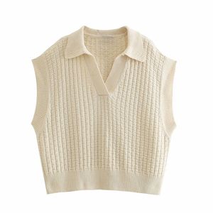 Oversize Women Crochet V Neck Sweater Spring-autumn Fashion Ladies Tweed Hedging Female Vintage Broad shoulders Vest 210515