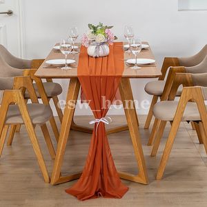 70*300CM Wedding Table Runner Chiffon Rectangle Extra Long Romantic Sheer Holiday Tablecloth Overlay Party Decoration Dropship