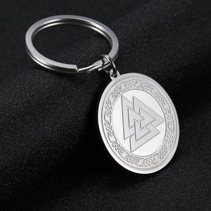 10p anel de aço inoxidável vilnut keychain viking nó irlandês nó pagão amuleto anel titular pingente saco presente para homens mulheres