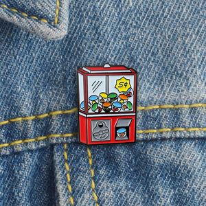 Karikatür Eğlenceli Sikke Şeker Makinesi Oyun Makinesi Emaye Broş Alaşım Kovboy Rozeti Gömlek Çantası Çocuk Için Sevimli Tatlı Pin Takı Hediye