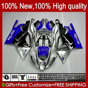 Moto Bodys för Aprilia RSV1000R Mille RV60 RSV1000 R RR 04-06 Bodywork 11No.59 RSV-1000 RSV1000RR 04 05 06 RSV 1000 R 1000R 1000RR 2004 2005 2006 Fairing Kit Blue Silveryy