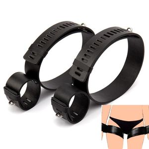 Bondage Leder BDSM Handschellen Beinmanschetten Einschränkungen Einstellbare Handgelenk-Oberschenkel-Sperren Gebundenes Gurt Erwachsene Spiel Für Paare
