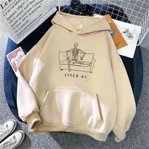 Harajuku Hoodie череп печати зимняя одежда женщины хэллоуин панк графические пуловерные толстовки старинные плюс размеры толстовки вершины 210803