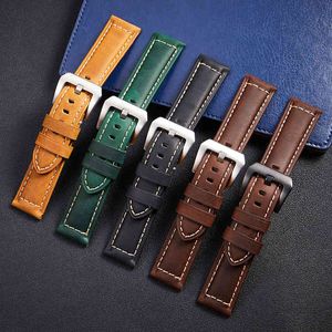 Vintage handgjorda äkta läderband Crazy Horse Cowhide Straps 20mm 22mm 24mm 26mm Tillbehör Män Klockband