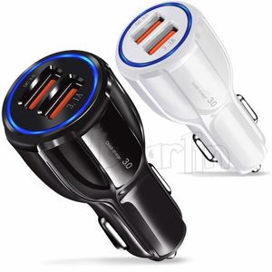 Dual Usb charger QC3 V A A Car chargers Power Adapter For iphone Samsung s8 s9 s10 htc pc gps android phone