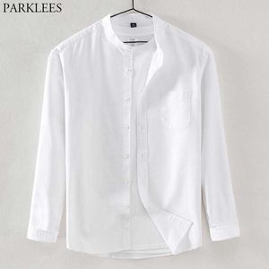 Weißes Oxford-Hemd mit Stehkragen für Herren, schmale Passform, langärmelige Hemden, lässiges Baumwoll-Komforthemd mit pflegeleichter Pflege 210522