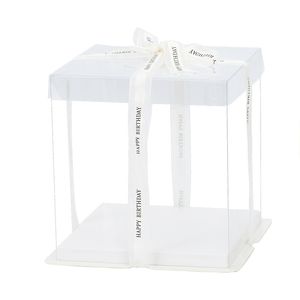 Transparent Cake Box for 12 inch Bakery Tools Clear Plastic Display Box with Base and Lid Birthday Christmas Day New Year TX0062