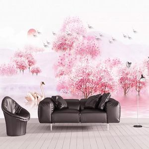 Sfondi Custom Po Wallpaper 3D Beautiful Peach Blossom Forest Murales Soggiorno Wedding House Background Painting Papel De Parede