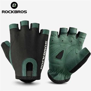 ROCKBROS Bicycle Gloves MTB Road Anti-shock Mountain Bike Fingerless Men Women Breathable Cycling Sports Non-slip Glove 211129