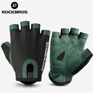 ROCKBROS Fahrradhandschuhe MTB Straße Anti-Schock Mountainbike Fingerlose Männer Frauen Atmungsaktive Radfahren Sport rutschfeste Handschuh 211129