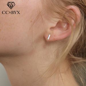 Wholesale solid silver jewlery resale online - Stud Solid Silver Earrings For Women Geometric T Bar Oorbellen Minimalism Design Small Studs Jewlery Accessories CCE520