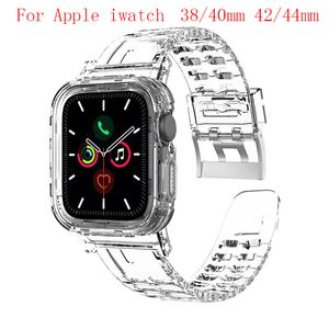 Dla Apple Smart Paski Series 6 1 2 3 4 5 TPU Bransoletka 38mm 40 mm 42mm 44mm Transparent Watch Band Case