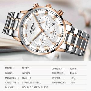 Nibosi relojes assistir homens moda esporte quartzo relógio mens business waterproof relógio relogio masculino